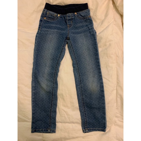 Girls Denim polka dot Jeggings - Picture 1 of 3